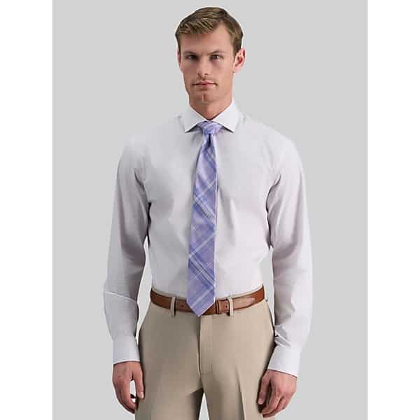 Haggar Men's Slim Fit Geo Dress Shirt Lavender Check - Size: 17 32/33