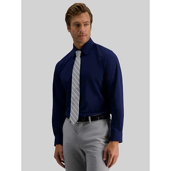 Haggar Men's Classic Fit Dress Shirt Navy Solid - Size: 15 1/2 32/33
