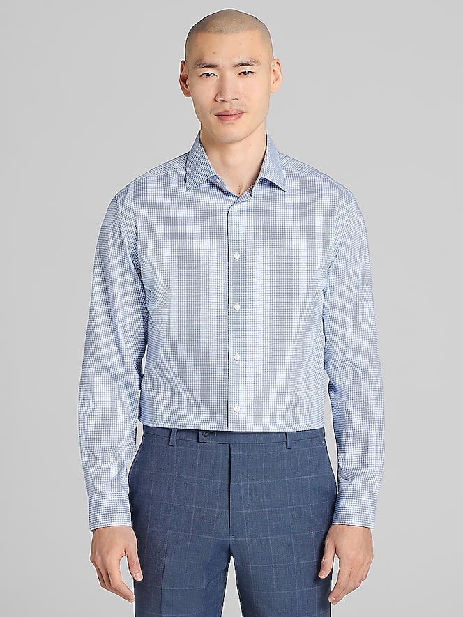 Joseph Abboud Joseph Abboud Modern Fit Mini Check Spread Collar Dress Shirt