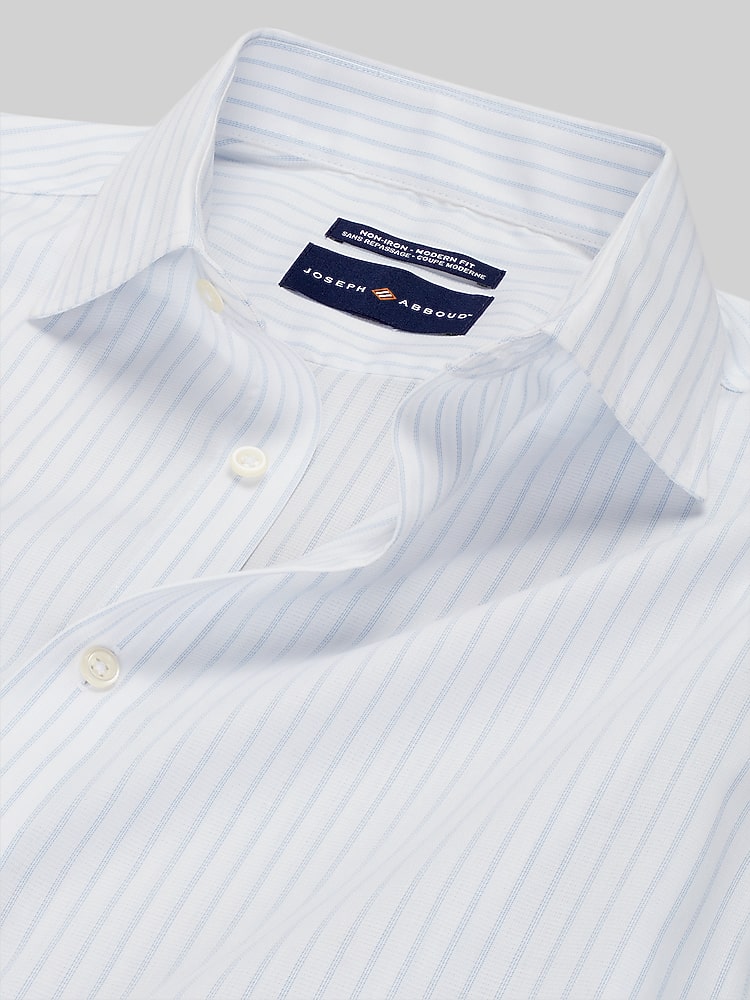 Joseph Abboud Modern Fit Stripe Dress Shirt, White/Blue | Men's Wearhouse