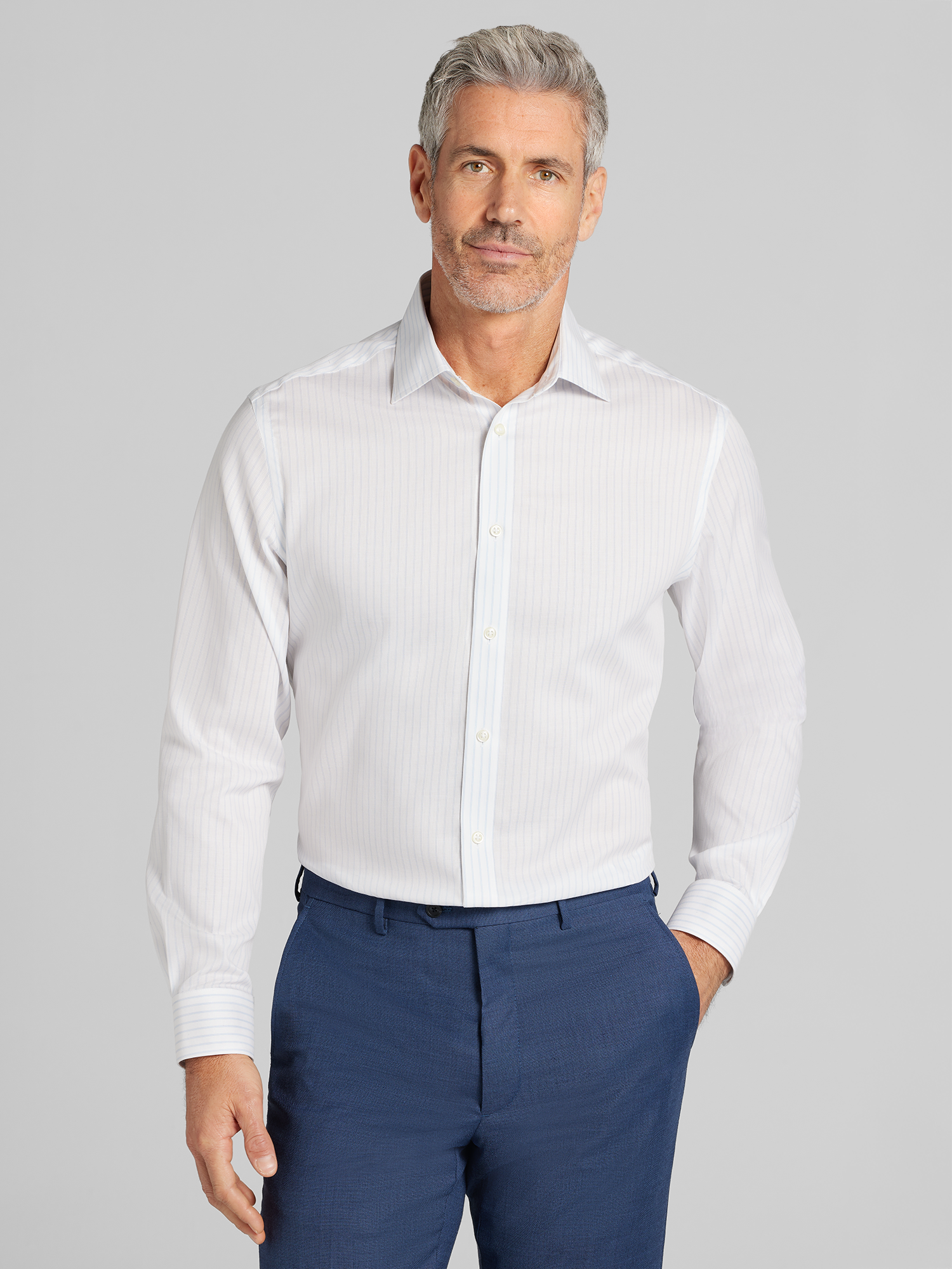 joseph abboud white egyptian cotton dress shirt Dress Shirts - Joseph Abboud - Contrasted White Collar and French Cuffs