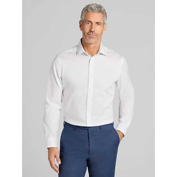 Joseph Abboud Big & Tall Men's Modern Fit Stripe Dress Shirt White/Blue - Size: 19 34/35