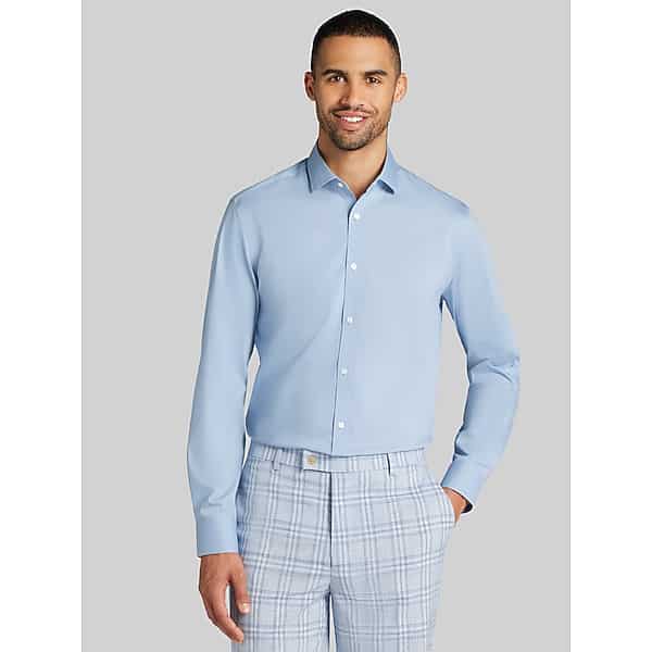 Egara Men's Skinny Fit Solid Dress Shirt Lt Blue - Size: 17 1/2 34/35