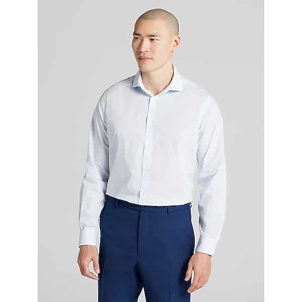 Wilke-Rodriguez Men's Slim Fit Stripe Dress Shirt Blue/White - Size: 14 1/2 32/33