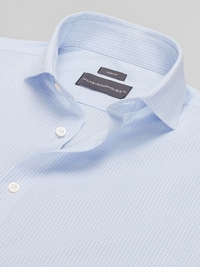 Wilke-Rodriguez Slim Fit Mini Check Dress Shirt, Blue - Image 2 of 5