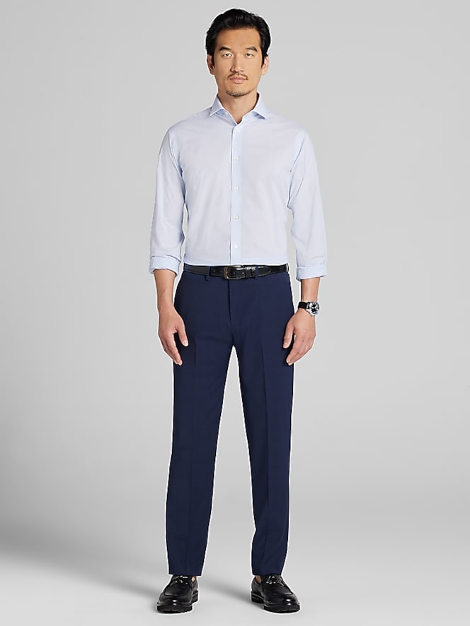 Wilke-Rodriguez Slim Fit Mini Check Dress Shirt, Blue - Image 4 of 5