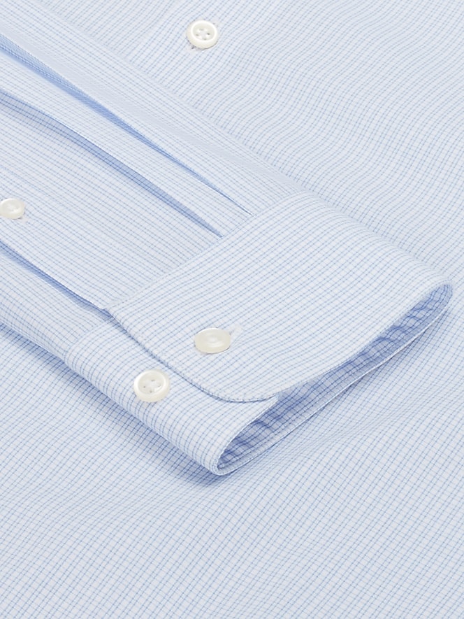 Wilke-Rodriguez Slim Fit Mini Check Dress Shirt, Blue - Image 5 of 5