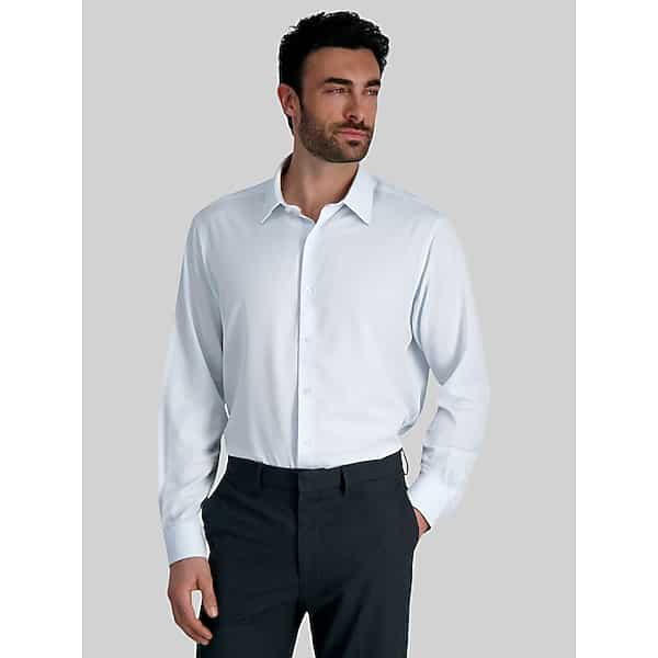 Haggar Mens Classic Fit Check Dress Shirt Light Blue Check - Size: 17 1/2 34/35