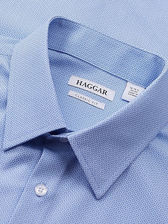 Haggar Classic Fit Weave Pattern Dress Shirt