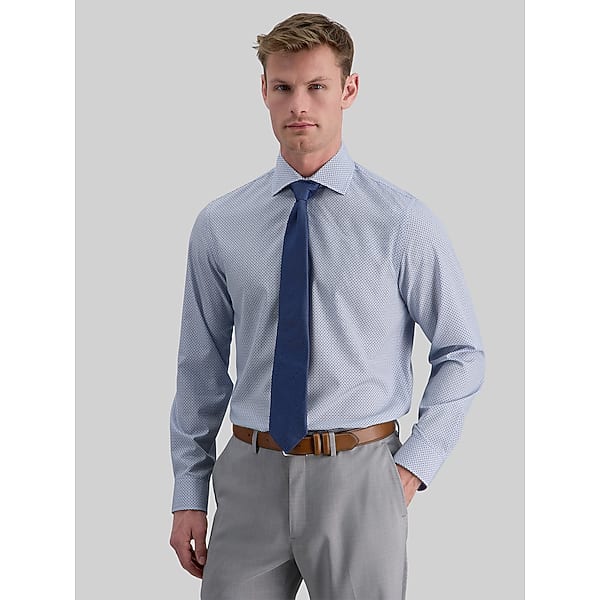 Haggar Men's Slim Fit Check Dress Shirt Blue Check - Size: 16 32/33