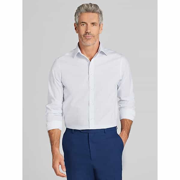 Joseph & Feiss Big & Tall Men's Modern Fit Mini Grid Dot Dress Shirt Blue - Size: 18 34/35