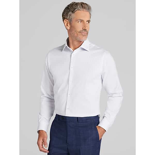 Joseph & Feiss Big & Tall Men's Modern Fit Stripe Dress Shirt Blue - Size: 20 34/35