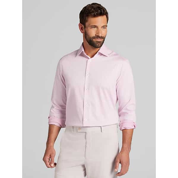 Joseph & Feiss Men's Modern Fit Stripe Dress Shirt Pink - Size: 16 32/33