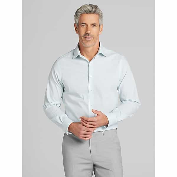 Joseph & Feiss Big & Tall Men's Modern Fit Stripe Dress Shirt Teal - Size: 17 36/37