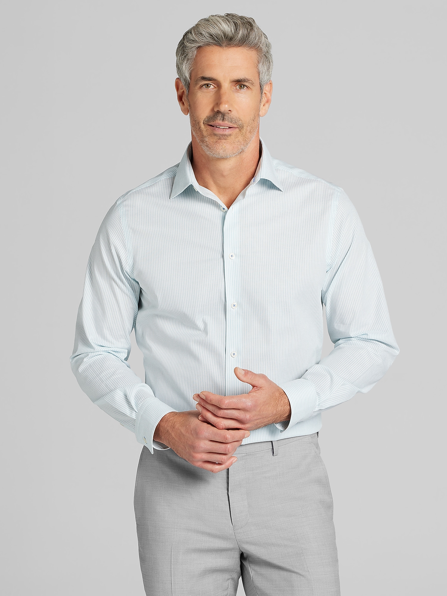 Joseph & Feiss Modern Fit Stripe Dress Shirt (Teal)