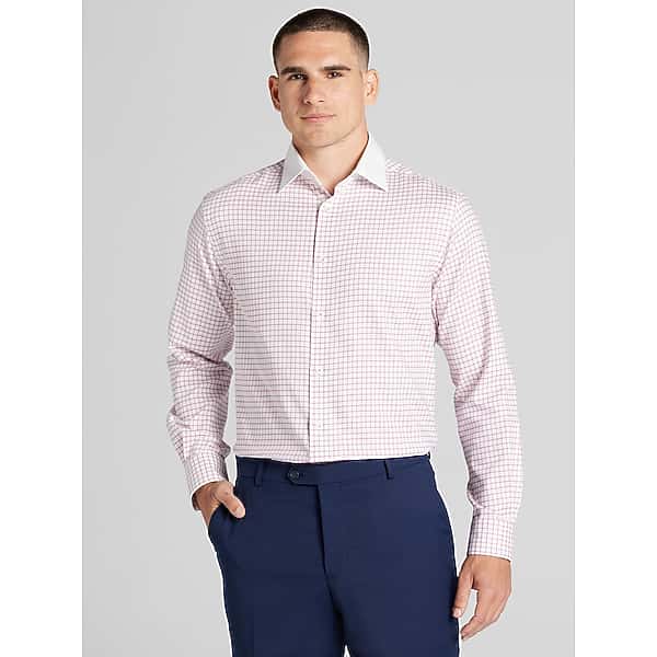 Joseph & Feiss Big & Tall Men's Modern Fit Spread Collar Dress Shirt Burgundy - Size: 18 1/2 34/35