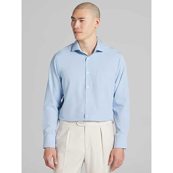 Joseph & Feiss Men's Slim Fit 4-Way Stretch Dress Shirt Lt Blue Solid - Size: XL 34/35