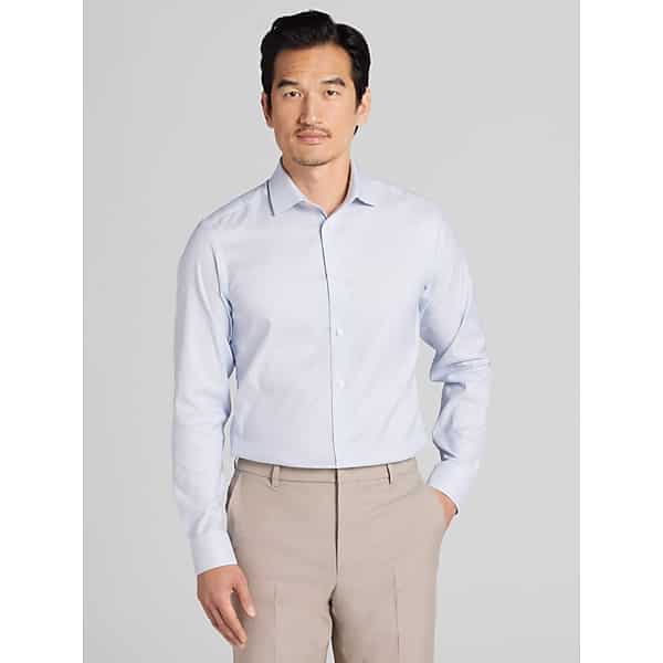 Awearness Kenneth Cole Big & Tall Men's Slim Fit Mini Print Dress Shirt Lt Blue - Size: 19 34/35