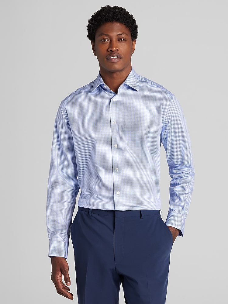joseph abboud classic fit dress shirts Shirt, Blue semi formal black shirt outfit men