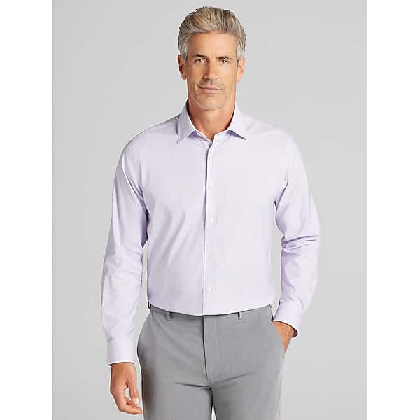 Joseph Abboud Men's Modern Fit Check Pattern Performance Dress Shirt Purple - Size: 16 1/2 32/33