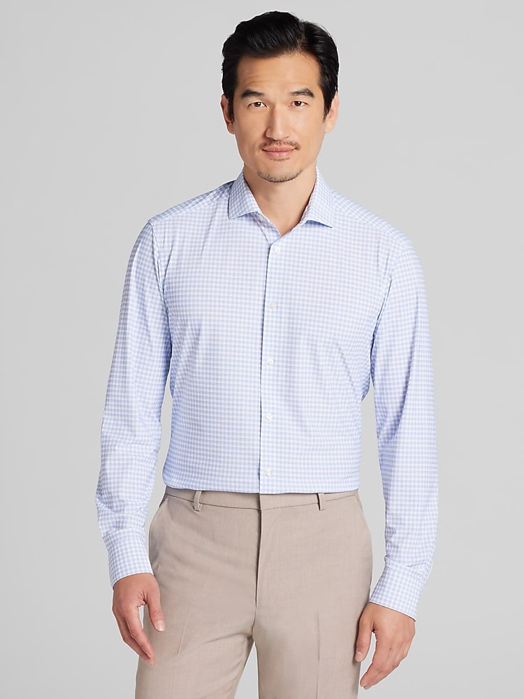 cheap fitted dress shirts Dress Shirt Textured Solid Light Blue Non-Iron Cotton 15 The Tie Bar