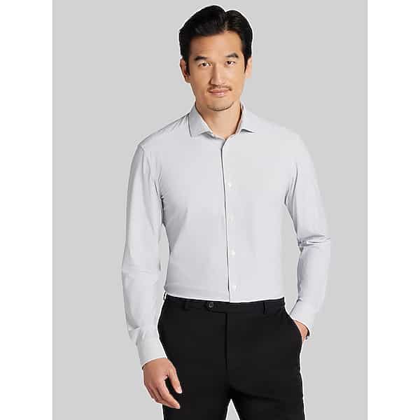 Awearness Kenneth Cole Men's CHILLFLEX Slim Fit Mini Neat Dress Shirt Black - Size: 17 1/2 34/35