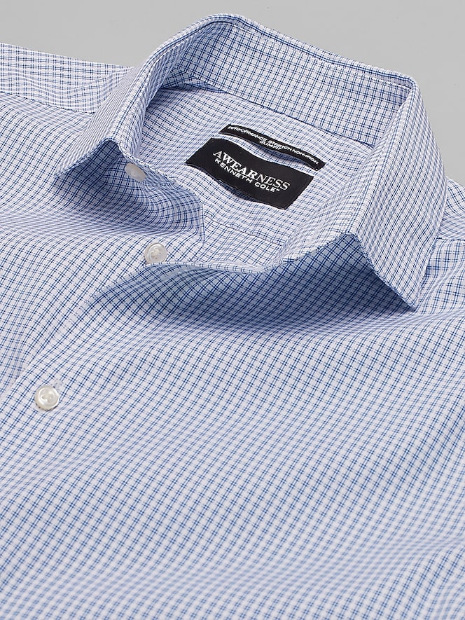 Awearness Kenneth Cole Slim Fit Spread Collar Purple Check Dress Shirt