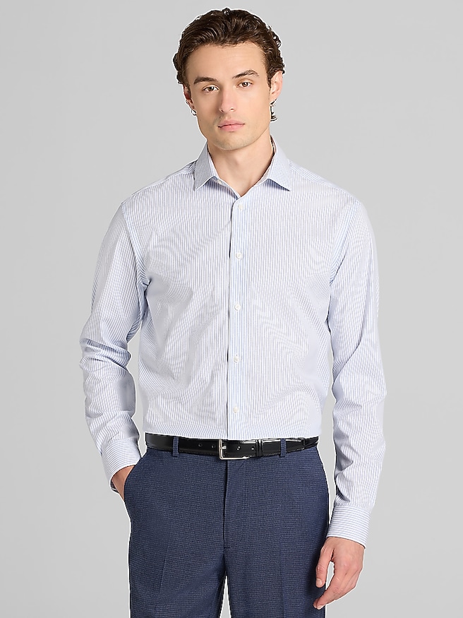 Awearness Kenneth Cole Slim Fit Stripe Dress Shirt Blue