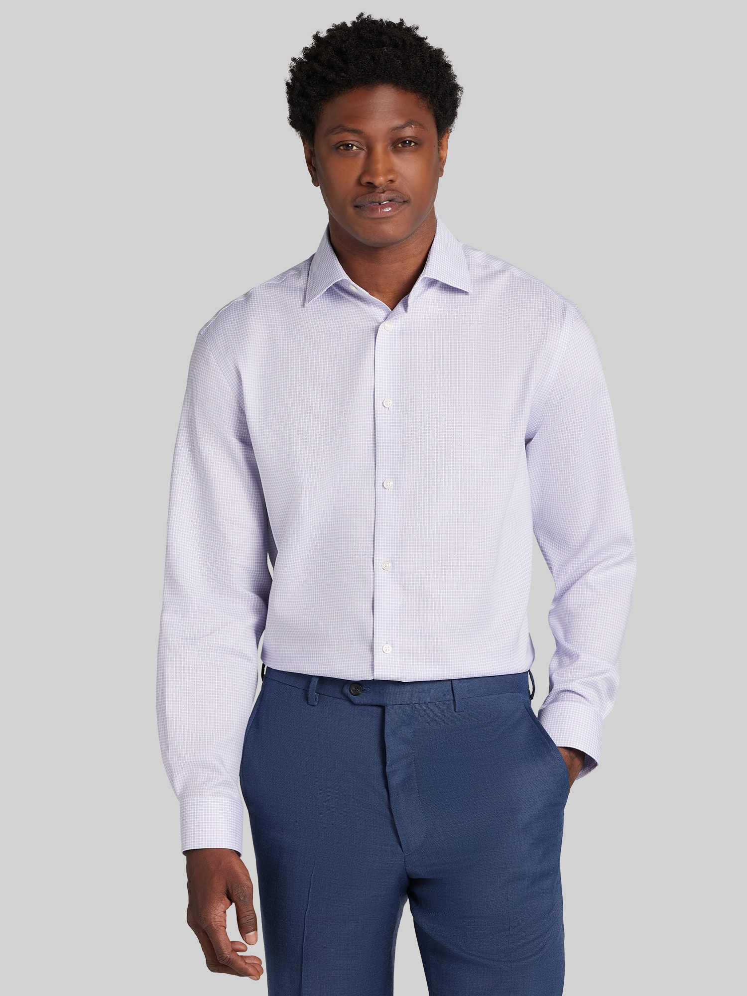 lavender dress shirt Mauro Long Sleeve Casual in stretch allows easy mobility whether you are at your desk Ash & Erie Lavender Melange