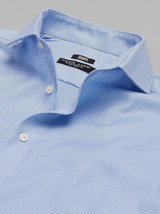 Pronto Uomo Modern Fit Mini Neat Dress Shirt, Blue - Image 2 of 5