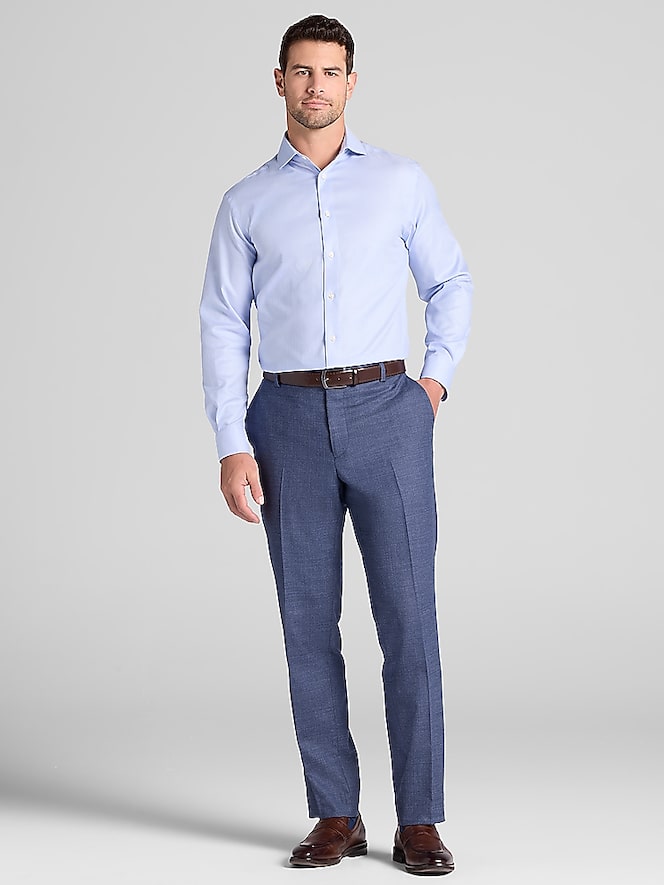 Pronto Uomo Modern Fit Mini Neat Dress Shirt, Blue - Image 4 of 5