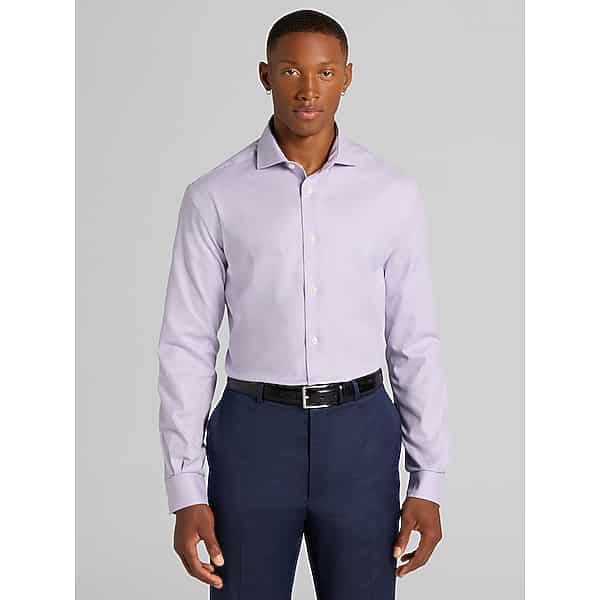 Pronto Uomo Men's Classic Fit Mini Neat Dress Shirt Purple - Size: 17 32/33 - Only Available at Men's Wearhouse