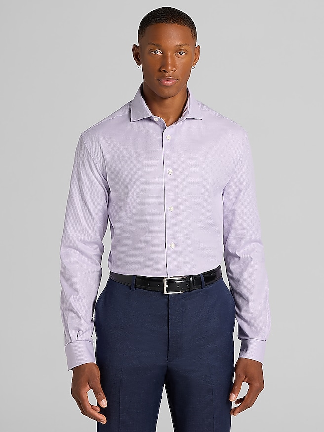 Pronto Uomo Classic Fit Mini Neat Dress Shirt Purple