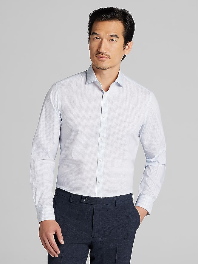 Egara Skinny Fit Mini Diamond Pattern Dress Shirt
