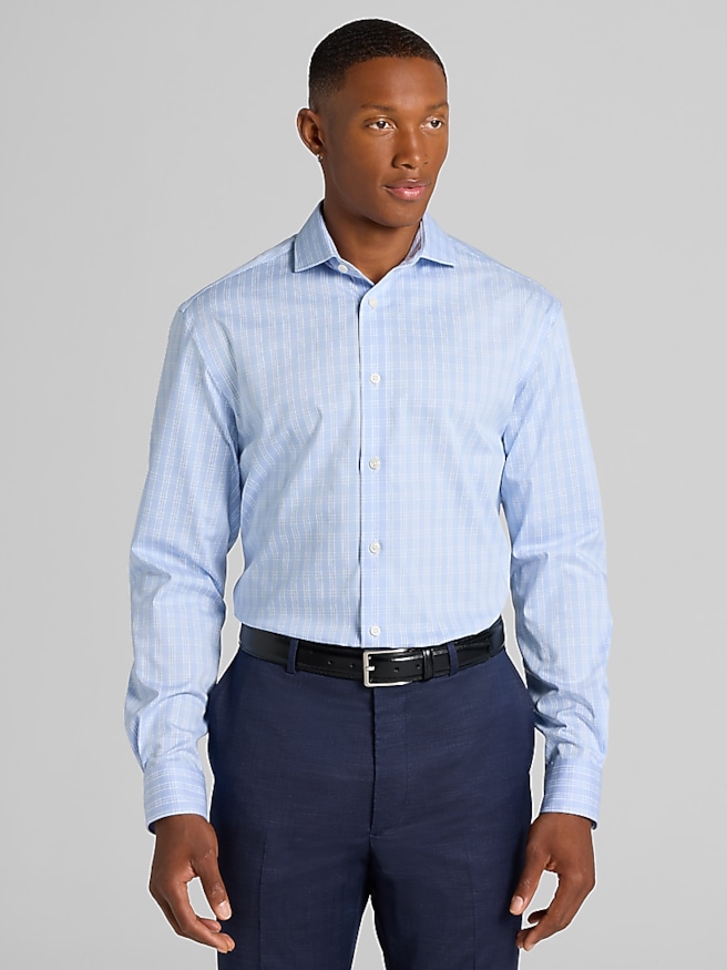 Pronto Uomo Classic Fit Check Dress Shirt Blue