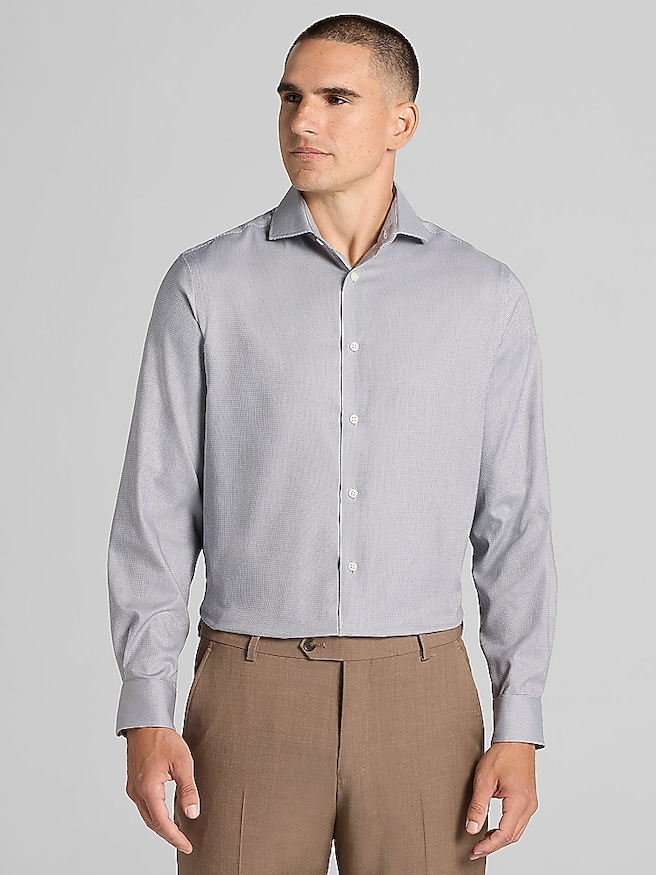 Pronto Uomo Modern Fit Mini Neat Dress Shirt Grey
