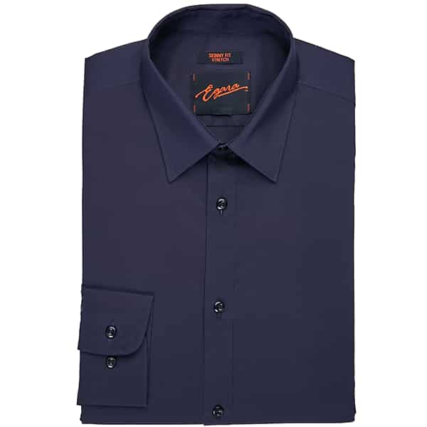 Egara Men's Extreme Slim Fit Dress Shirt Navy Solid - Size: 15 1/2 32/33