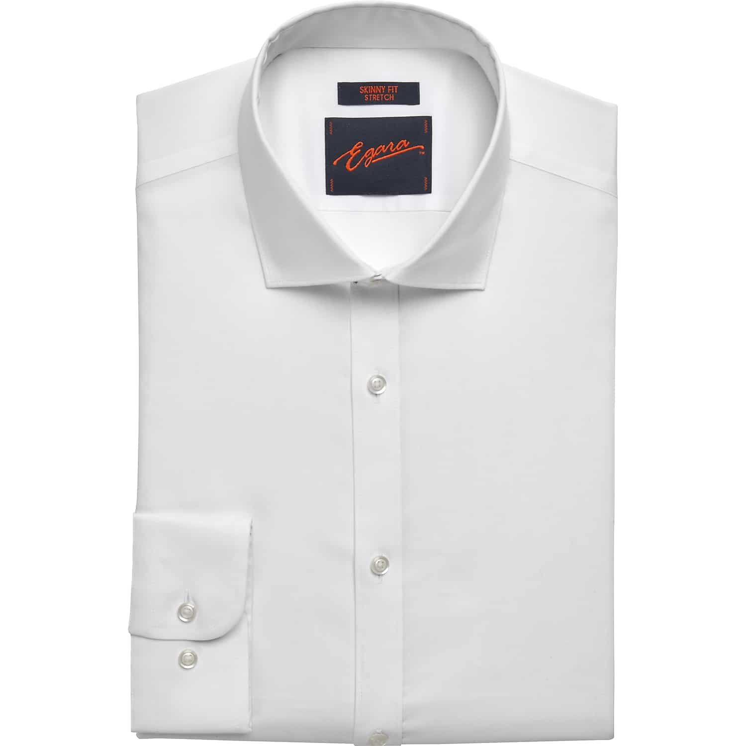 Egara Men’s Skinny Fit Wrinkle-Resistant Dress Shirt in Tuxedo White – Point Collar Button Cuff Oxford, Size 14 1/2 32/33