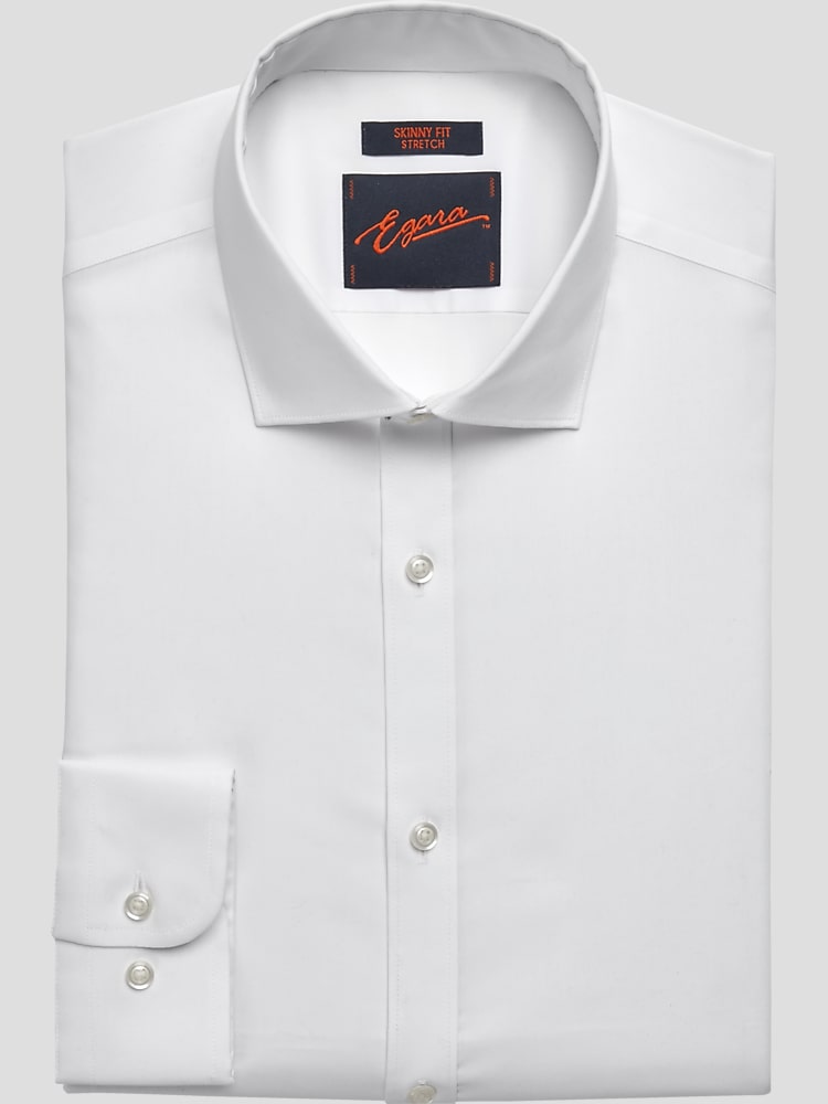 Mens white fitted dress shirts hot sale