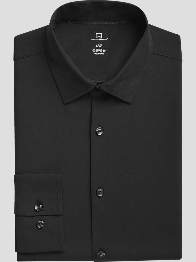 Black spread collar dress shirt 2025