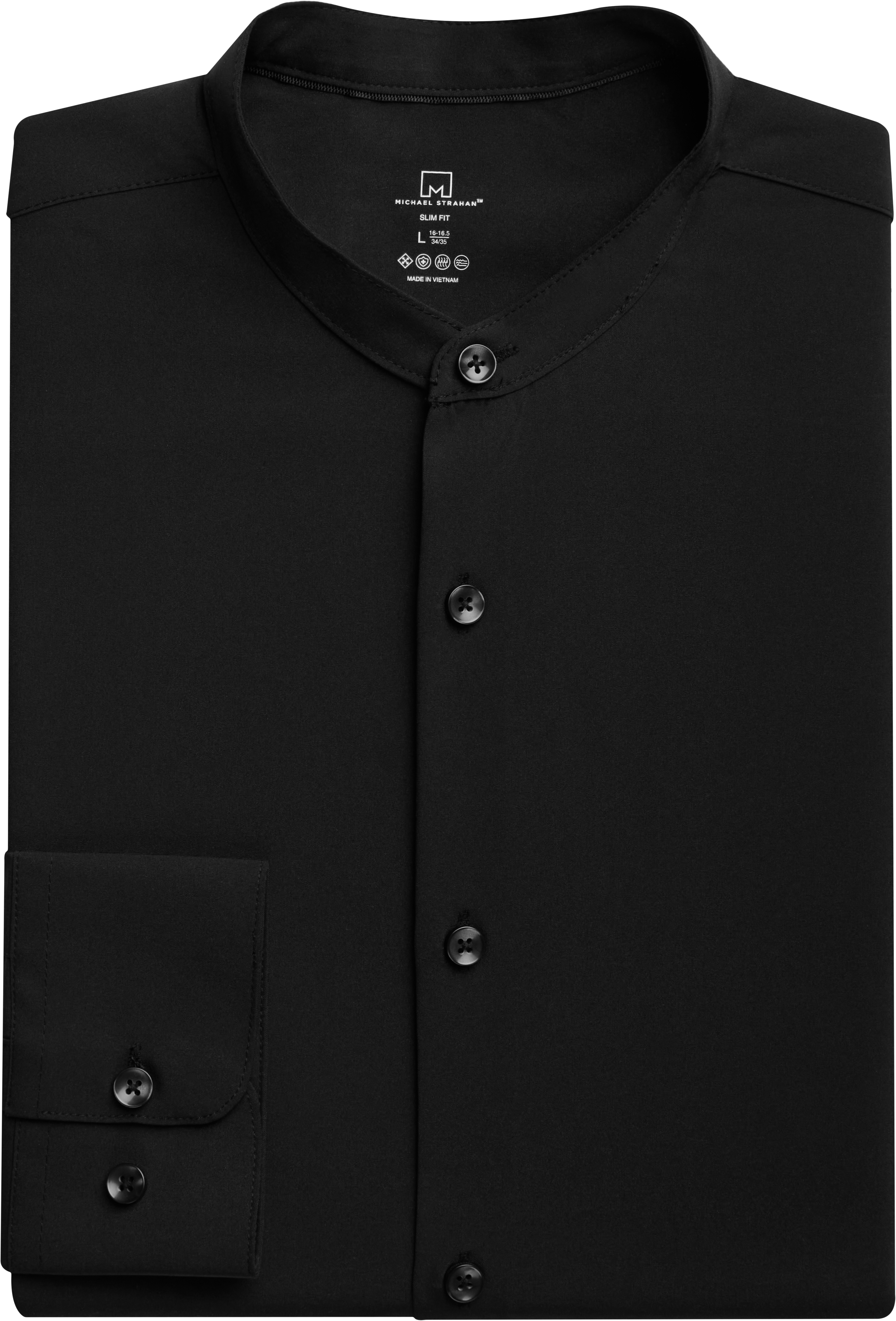 Slim Fit Banded Collar Dress Shirt