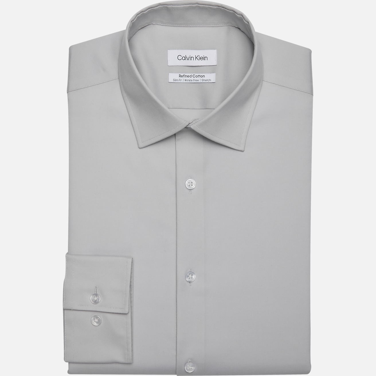 Calvin Klein Refined Cotton Slim Fit Spread Collar Dress Shirt