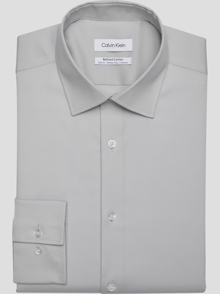 Calvin Klein Refined Cotton Stretch Supima Slim Fit Spread Collar Dress  Shirt, Clearance Dress Shirts