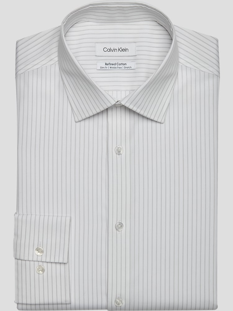 Calvin Klein Refined Cotton Stretch Supima Slim Fit Spread Collar Dress  Shirt, Clearance Dress Shirts