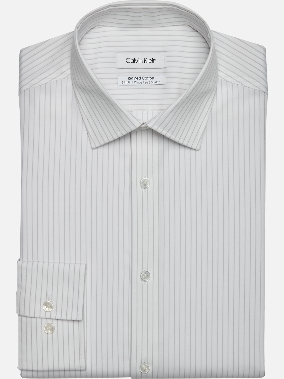 Calvin Klein Refined Cotton Slim Fit Stripe Dress Shirt, Clearance Dress  Shirts