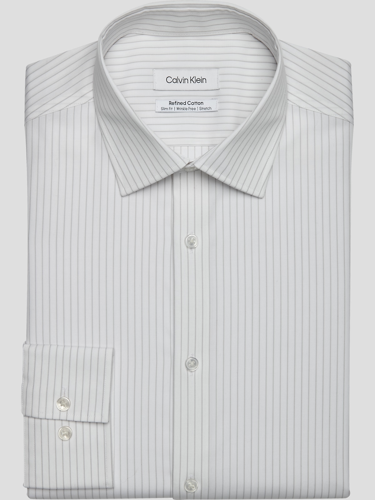 Calvin Klein Refined Cotton Slim Fit Stripe Dress Shirt