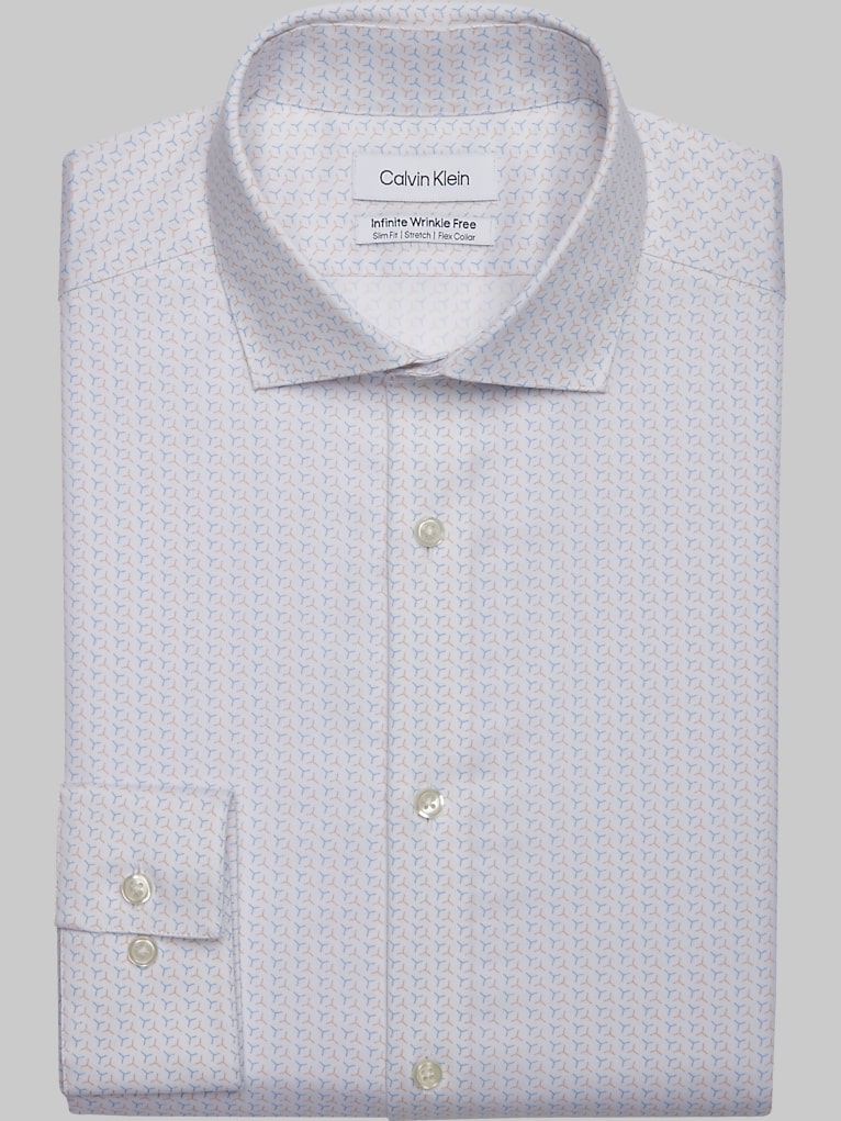 Calvin Klein Infinite Wrinkle Free Slim Fit Geo Stretch Collar Dress