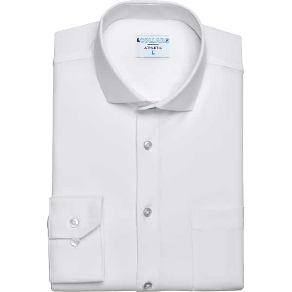 & Collar Big & Tall Men's Athletic Fit Stain-Repellent Dress Shirt White Solid - Size: 3XL 34/35