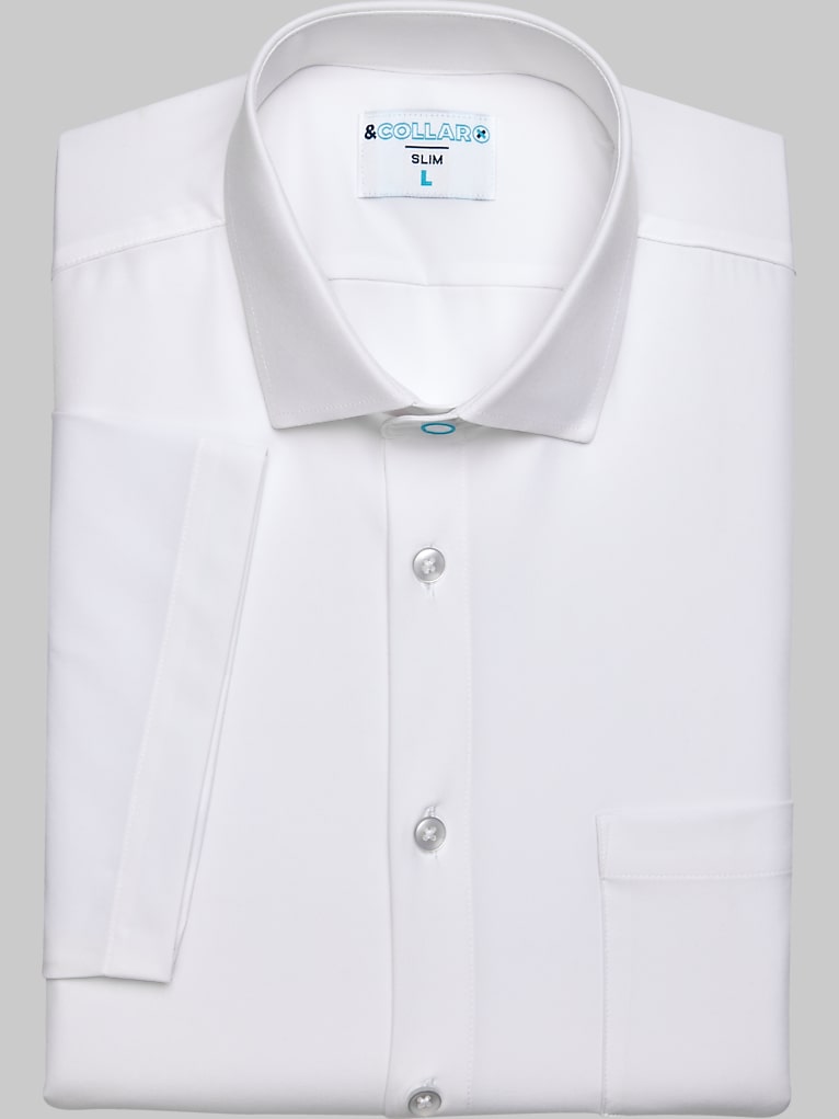 &Amp;Collar Slim Fit Moisture-Wicking Short Sleeve Dress Shirt