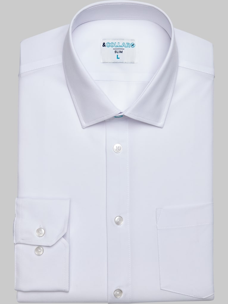 &Amp;Collar Slim Fit Moisture-Wicking Dress Shirt